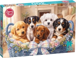 Cherry Pazzi Puppies in a Basket jigsaw puzzle, 300 pieces