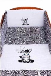 3-osaline beebivoodi voodipesukomplekt New Baby Zebra, valge-must 100 × 135 cm