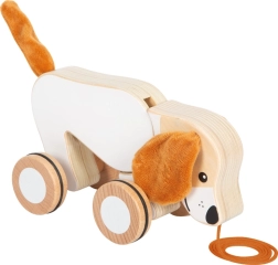 Wooden Pull Toy Dog with Crinkly Ears