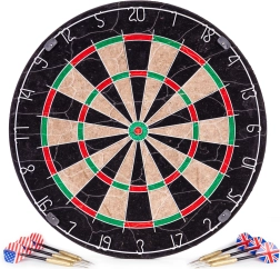 Sisal dartboard 46 cm with 6 metal darts