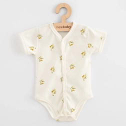 Nursing full-snap bodysuit with short sleeves made of organic cotton NEW BABY Olives, size 68