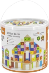 Viga puidust õppeklotsid 100 tk – tähed ja numbrid