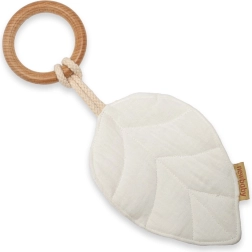 NEW BABY Leaf beebide närimisrõngas valge musliinmähkmega
