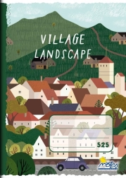 A5 School Notebook, 5 × 5 mm Grid, Village, 20 Sheets