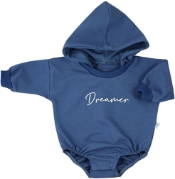 KOALA Dreamer hooded sweat bodysuit for babies – blue