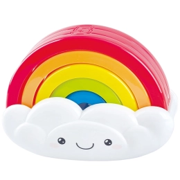 Rainbow stacking toy with a smiling cloud
