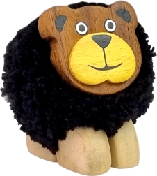 Wooden Decorative Bear Figure XL Pompon