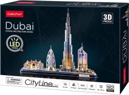 Helendav 3D puslepanoraam Dubai CityLine sarjast CUBICFUN, 182 osa