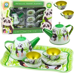 Children's Metal Tea Set with Panda Theme 14 Pieces