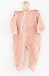 New Baby Comfort Pink Muslin Hooded Romper for Babies