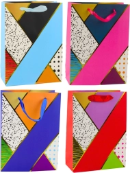 Paberist kinkekott geomeetriliste mustritega 23 x 18 x 10,5 cm