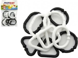 Plastist mustvalged kujundid – beebidele mõeldud kett, 10 tk