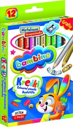 Bambino ümmargused pastellid 12 värvi teritajaga