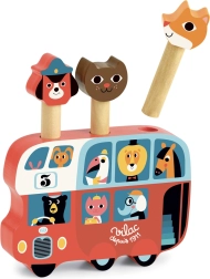 Puidust pop-up mäng Loomadega buss