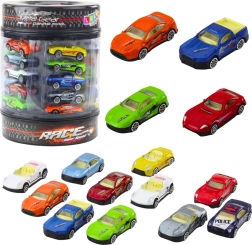 Metallist mänguautode komplekt tuubis 1:64 – moodsad sportautod, 25 tk