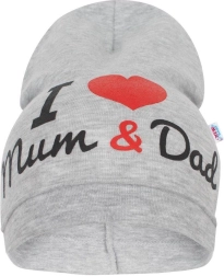 Laste müts New Baby I Love Mum and Dad, hall, 3–9 kuud