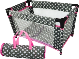 Alice Doll Crib with Little Stars, Gray–Pink