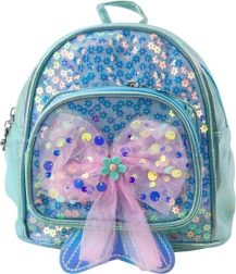 Children's backpack with glittery bow blue 20cm 3.8L
