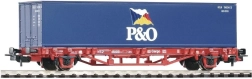 PIKO platvormvagun Lgs579 40 ft konteineriga P&O, DB AG, H0 (ajastu V)