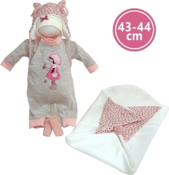 UusSündinud-nuku rõivakomplekt 43–44 cm – 4-osaline komplekt koos tekiga