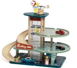 CLASSIC WORLD puidust mitmetasandiline parkla autoga, helikopteri, pesula ja tanklaga