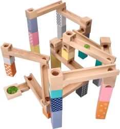 Pastelltoonides puidust kuulirada, 53 osa + 6 klaaskuuli