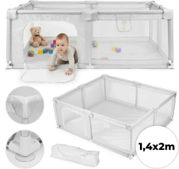 Laste mänguaedik 140 × 200 cm pallide ja reisikotiga ECOTOYS – hall