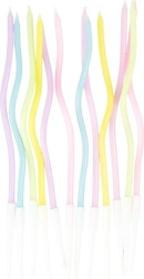 Pastelsed keerutatud tordiküünlad 11,5 cm (12 tk)