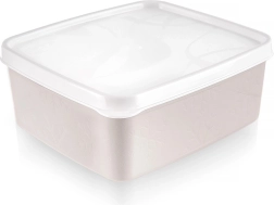 Plastic food storage box with lid 650 ml beige