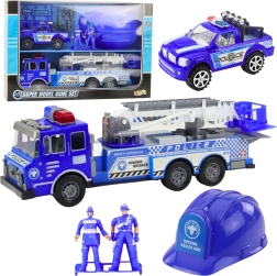 Large police playset for kids with truck, off-road car, figures and helmet