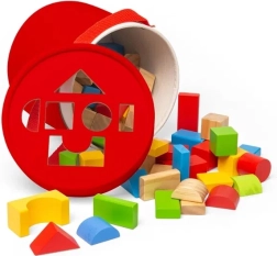 Bigjigs Toys wooden blocks and shape sorter in a drum