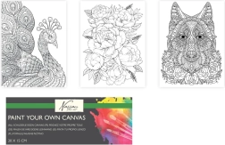 Eeltrükitud lõuend maalimiseks 20 × 15 cm – hunt, paabulind ja kimp