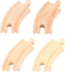 BIGJIGS RAIL lühikesed kurvid puidust rongirajale, 4 tk