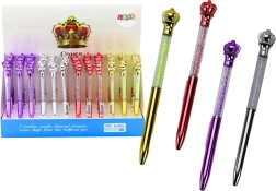 Kuulpliiats krooniga ja sädelevate kivikestega, sinine tint 0,7 mm, värvimi ks