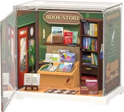 RobTime 3D Wooden Puzzle Bookstore Miniature House