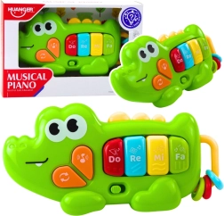 Interactive musical crocodile piano for small children – green