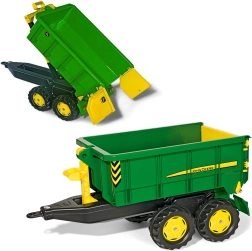 Suur kahe teljega kallutatav JOHN DEERE järelkäru Rolly Toys traktoritele