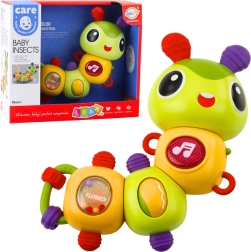Interaktiivne sensoorne röövik – muusikaline kõristi ja närimislelu 360° pöörlevate elementidega