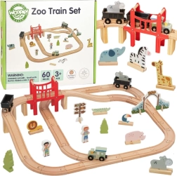Woopie Green puidust rongirada zoo XL – magnetrong, sild ja 60 osa, FSC