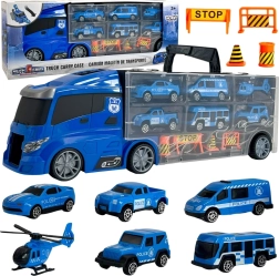 3-ühes politsei veok koos transpordiga, sinine