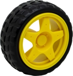 Plastikust ratas koos rehviga Arduino robotile, 65 mm