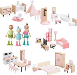 2Kids Toys 5-in-1 dollhouse furniture set with family