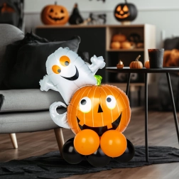 Halloweeni õhupallidekoratsioon kõrvitsaga
