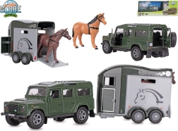 Kids Globe Farming Land Rover with horse trailer pull-back