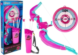 Laste vibukomplekt sihtmärgi ja 3 iminapaga noolega – roosa, valgusefektid