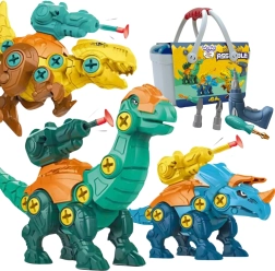 WOOPIE kokkupandavad dinosaurusd 3 tk kohvris koos trelli ja kruvikeerajaga