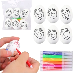 Styrofoam Easter eggs for painting with markers, chick motif, 6 pcs