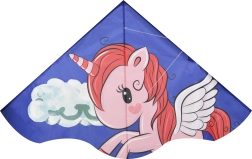 Delta flying kite with unicorn motif
