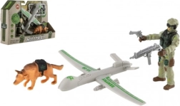 Sõjaline mängukomplekt drooni, sõduri ja koeraga