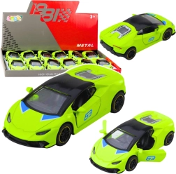 Metal sports toy car 1:43 with pull-back drive, neon green